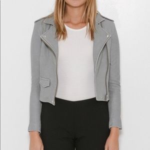 Iro Asheville Leather Jacket in Light Grey Size 36